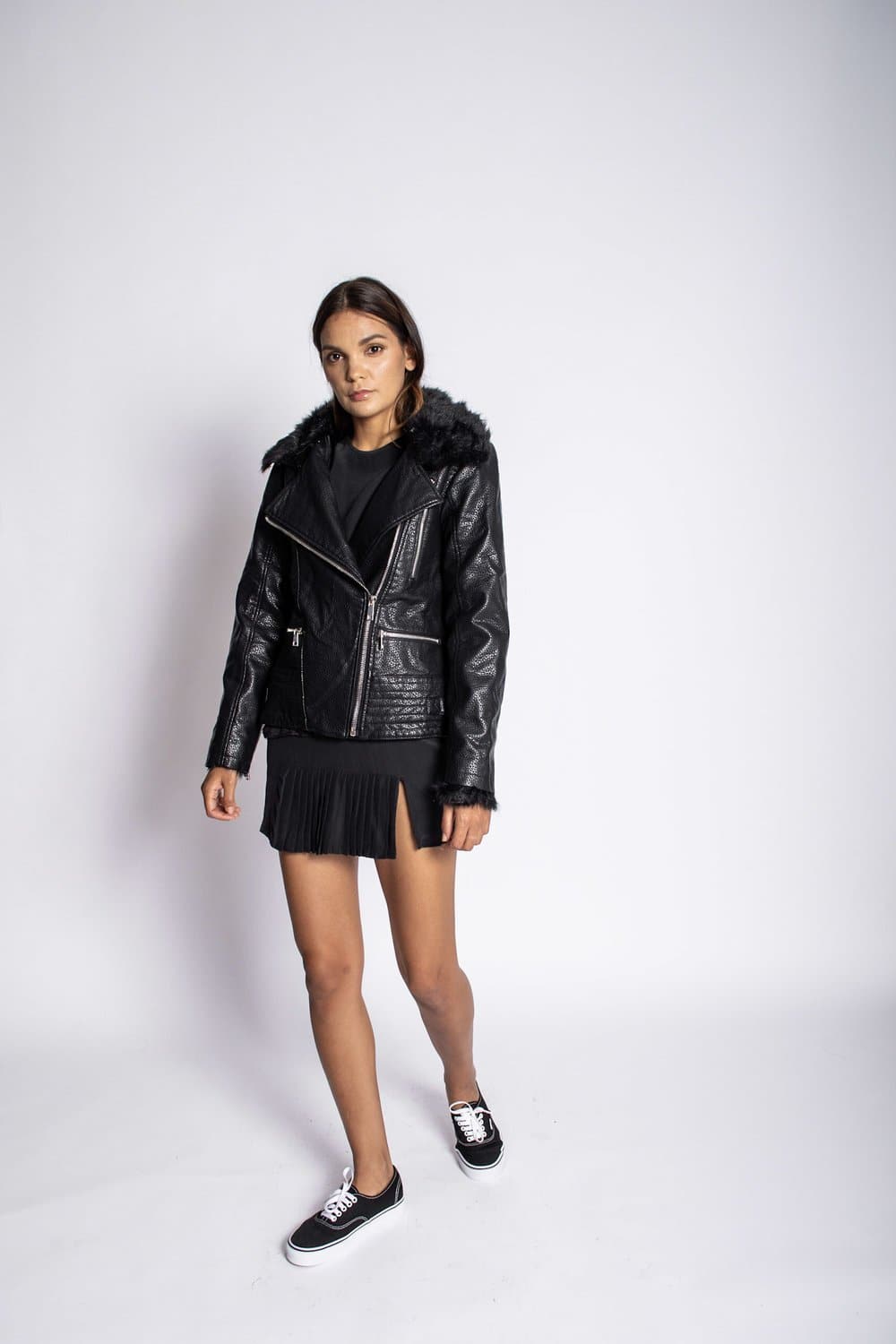 Topshop leather sale jacket with fur