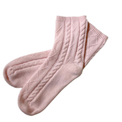 Premium 100% Cashmere Cable Knit Sleep Socks