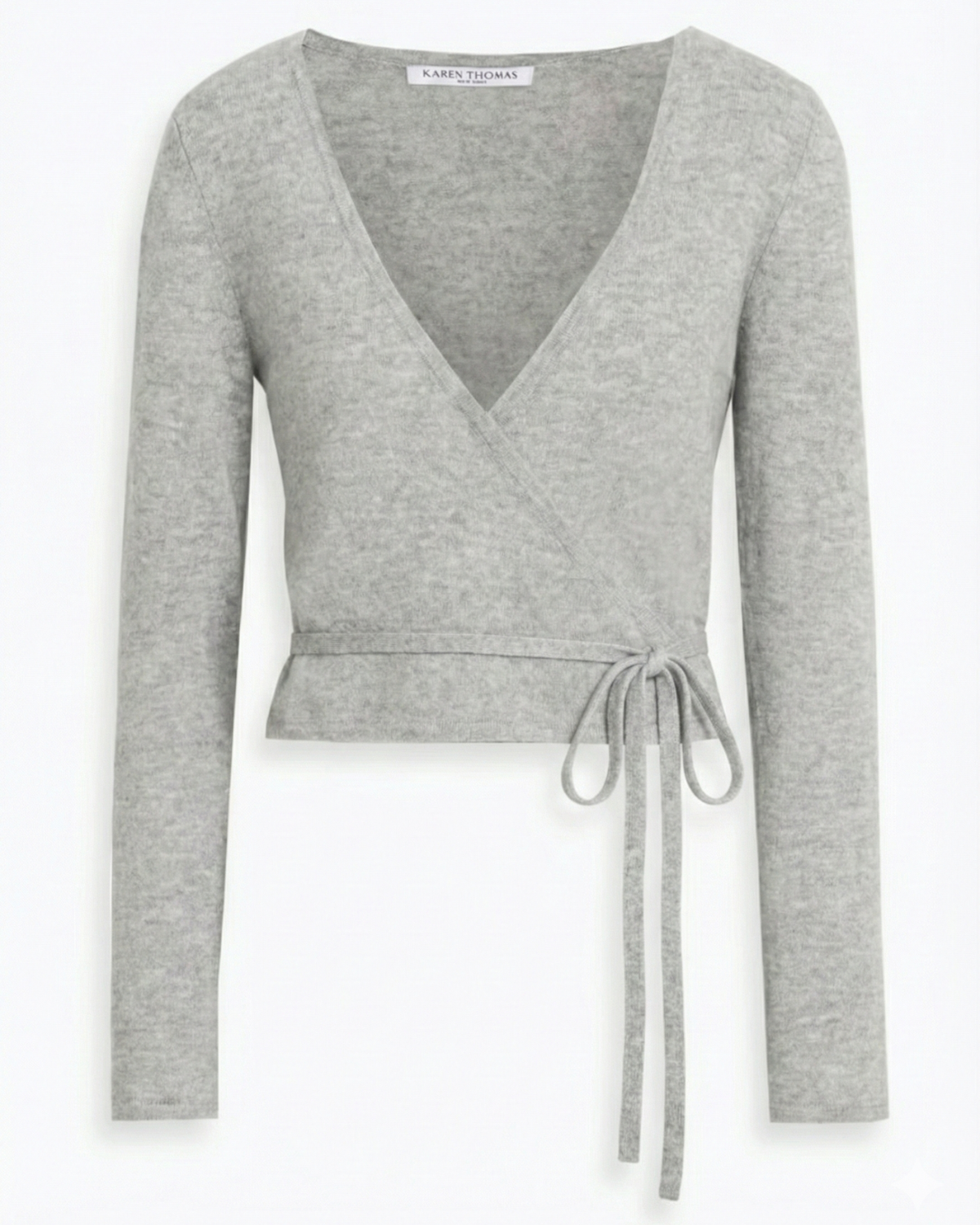 100% Cashmere V Neck Ballet Wrap Sweater