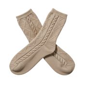 Premium 100% Cashmere Cable Knit Sleep Socks