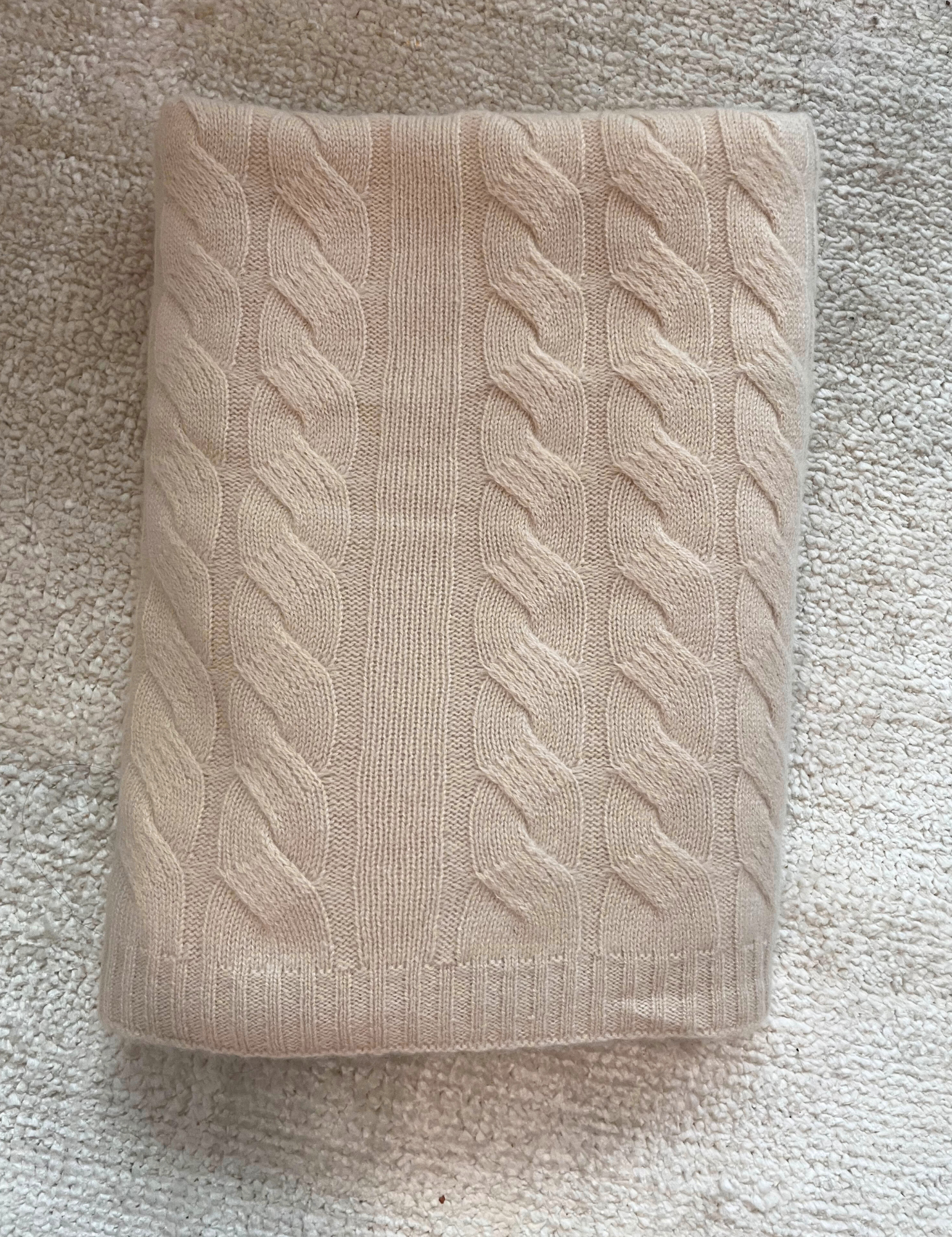 100% Cashmere Cable Knit Throw Blanket