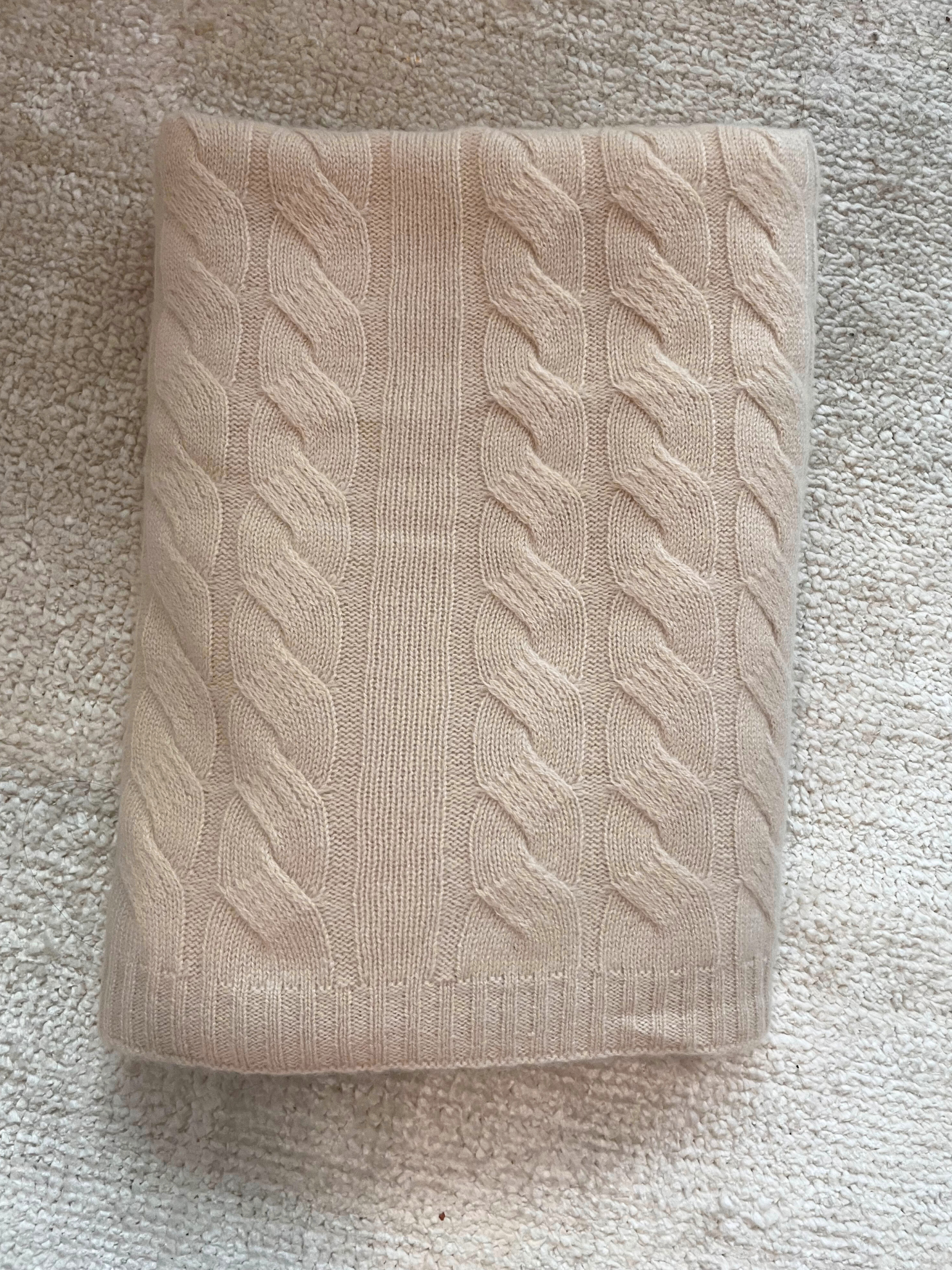 100% Cashmere Cable Knit Throw Blanket