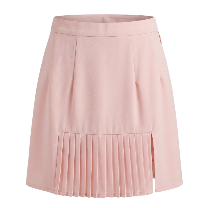 Pleated Silk Skirt with Slit