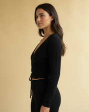 100% Cashmere V Neck Ballet Wrap Sweater