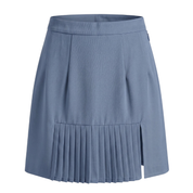 Pleated Silk Skirt with Slit