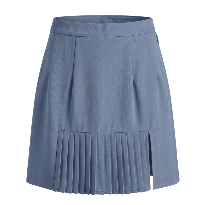 Pleated Silk Skirt with Slit