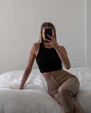 Lewis Bamboo Ribbed Crop Boyfriend Tank