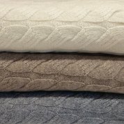 100% Cashmere Cable Knit Throw Blanket
