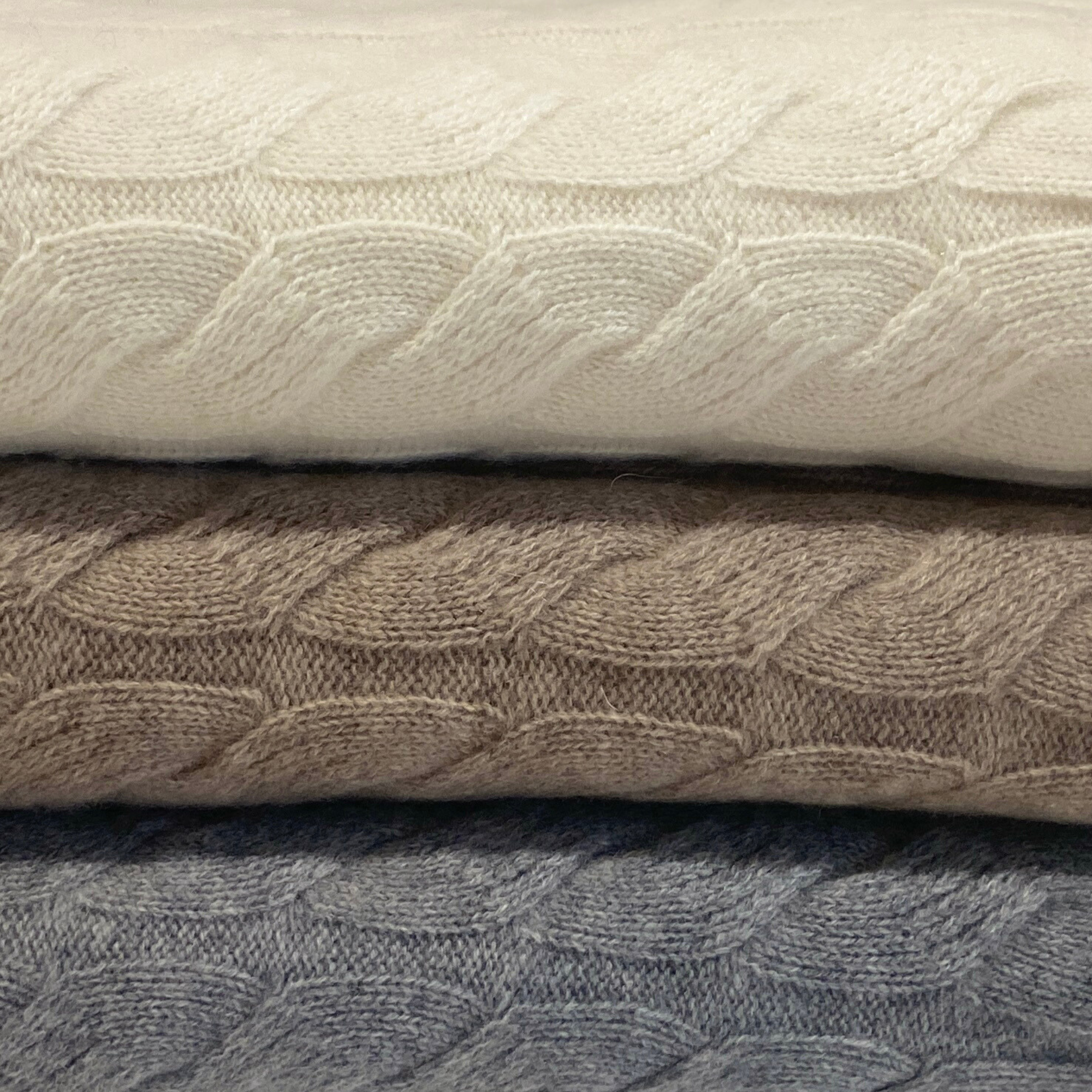100% Cashmere Cable Knit Throw Blanket