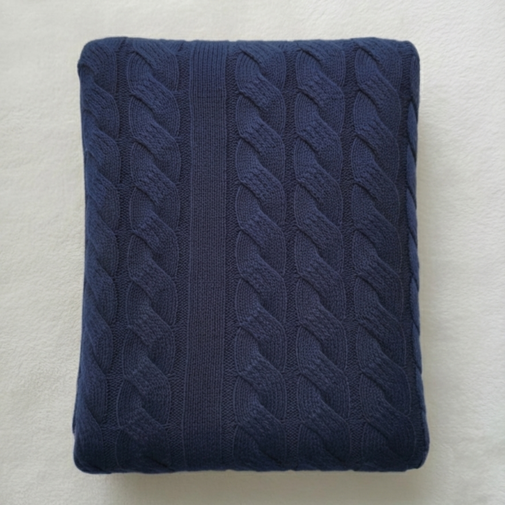 100% Cashmere Cable Knit Throw Blanket