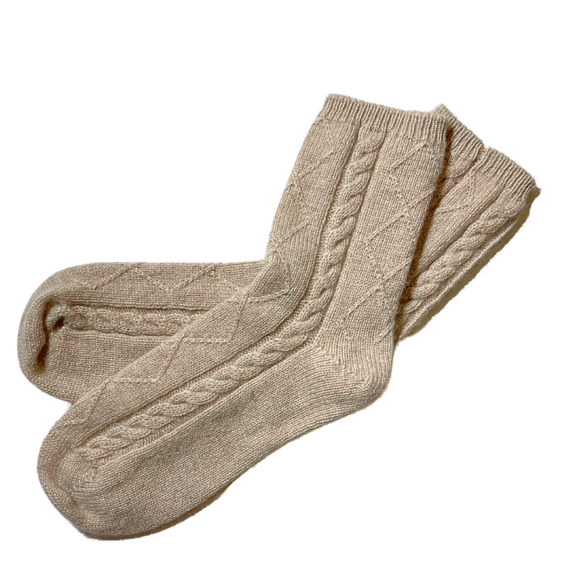 Premium 100% Cashmere Cable Knit Sleep Socks