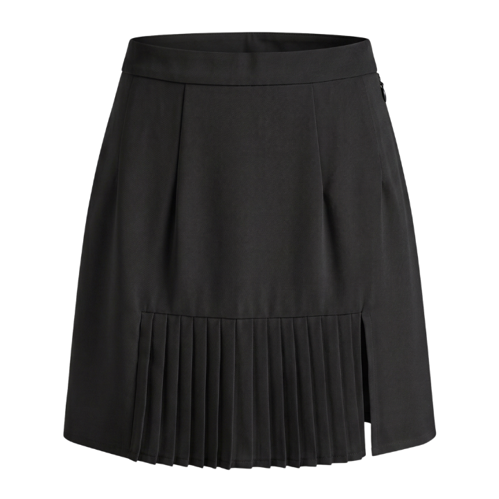 Pleated Silk Skirt with Slit