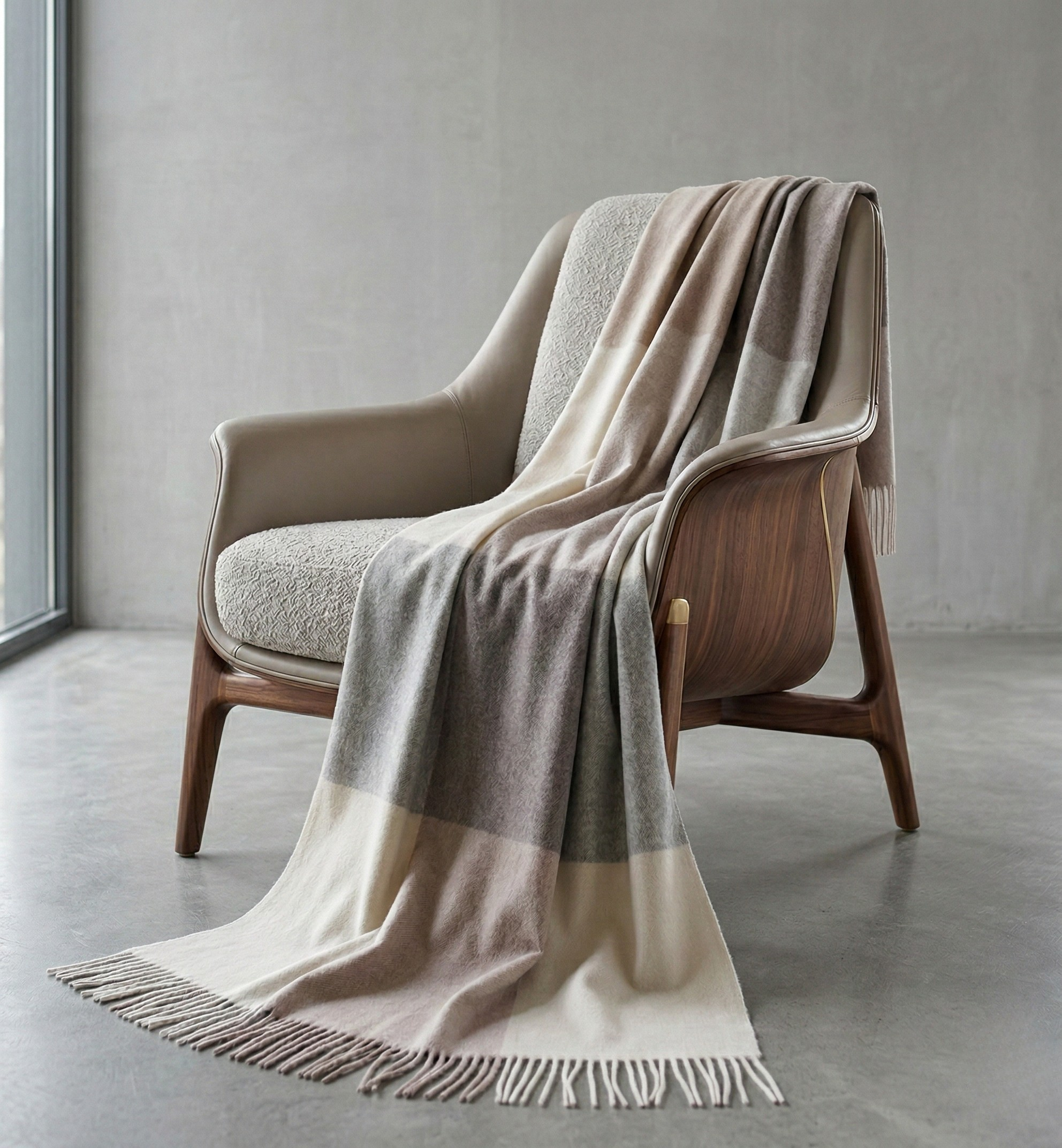 Australian Wool Oversize Check Throw Blanket