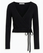 100% Cashmere V Neck Ballet Wrap Sweater