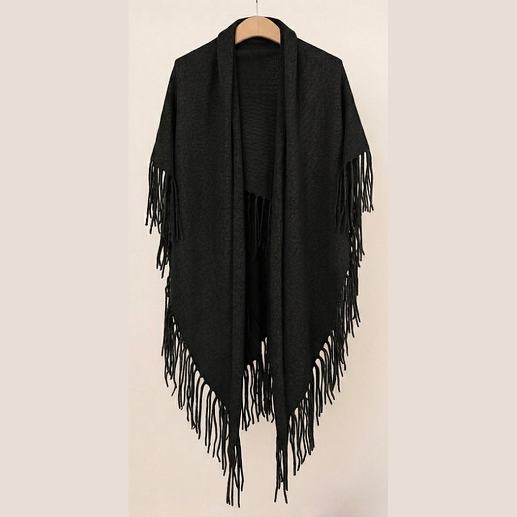 Cashmere Fringe Woven Poncho