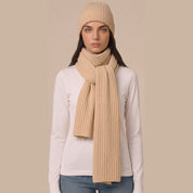 Cashmere Ribbed Scarf & Hat Set