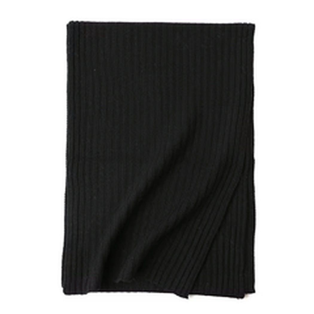 Wool Ribbed Knit Striped Scarf