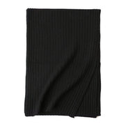 Wool Ribbed Knit Striped Scarf