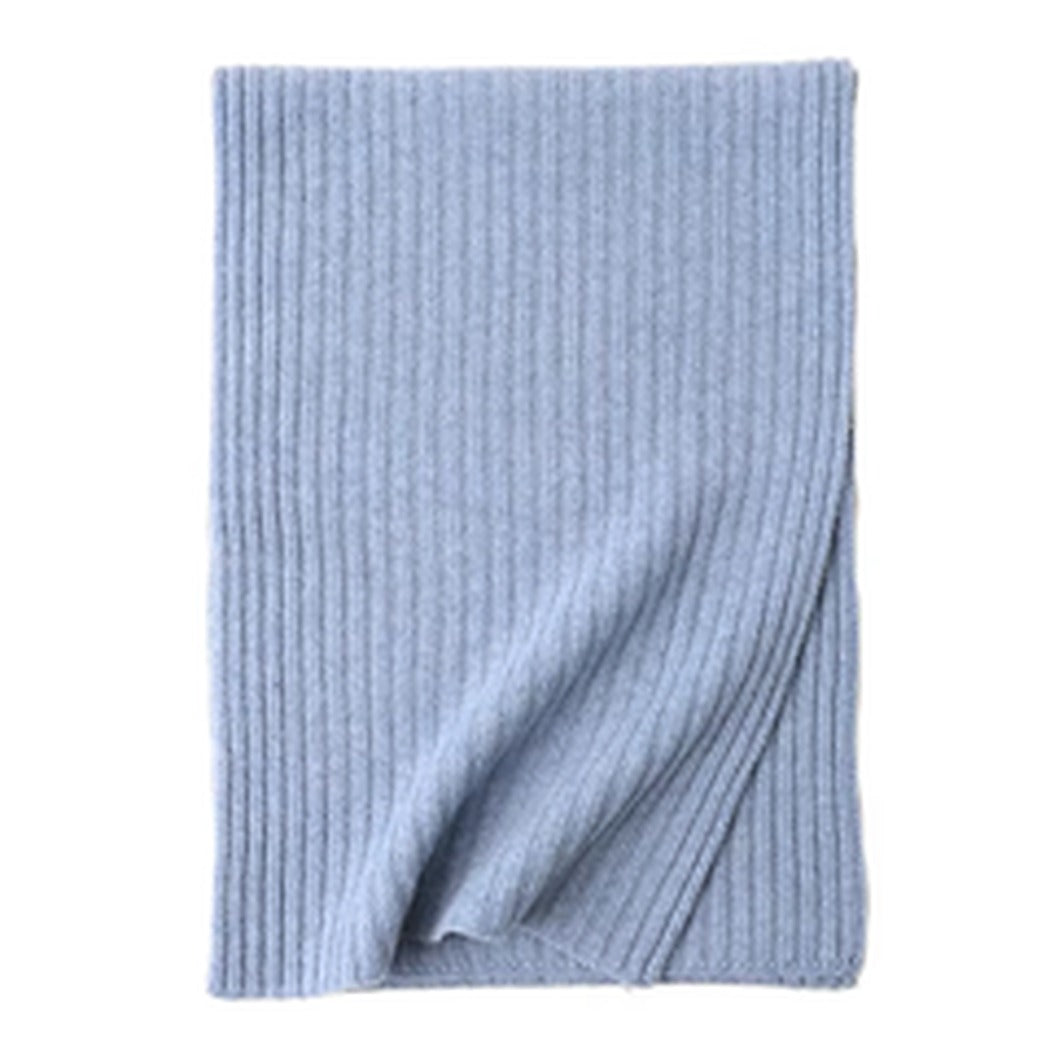 Wool Ribbed Knit Striped Scarf