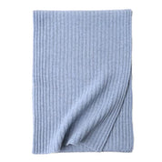 Wool Ribbed Knit Striped Scarf