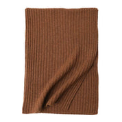 Wool Ribbed Knit Striped Scarf