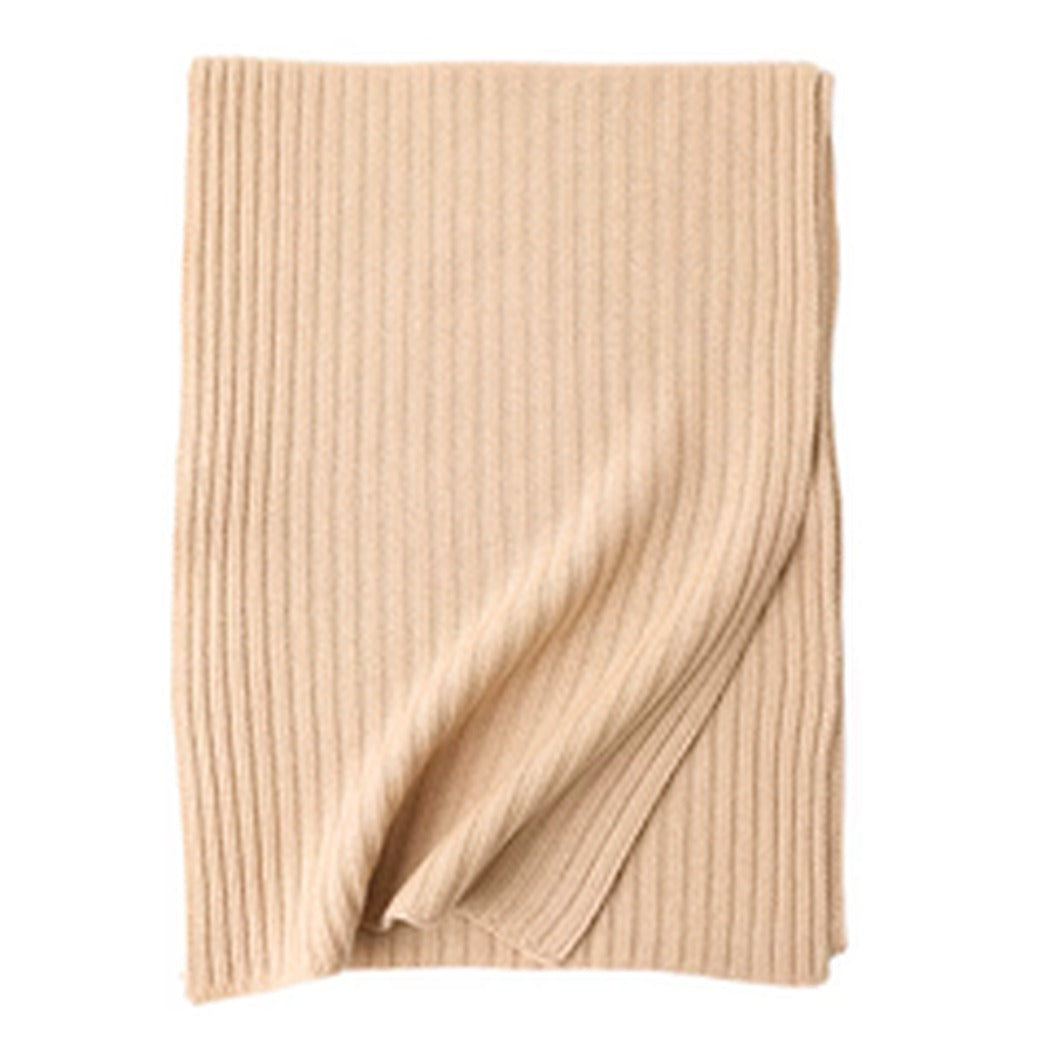 Wool Ribbed Knit Striped Scarf
