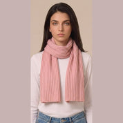 Wool Ribbed Knit Striped Scarf
