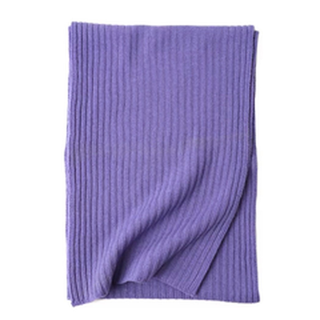 Wool Ribbed Knit Striped Scarf