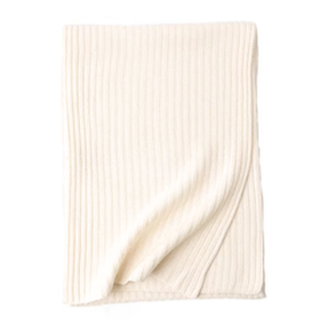 Wool Ribbed Knit Striped Scarf