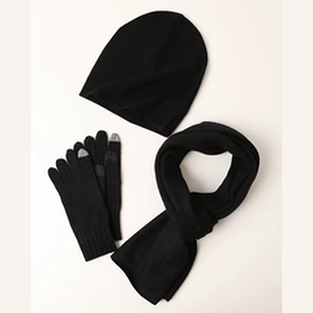 Cashmere Sweater Knit Scarf, Gloves, Hat Set