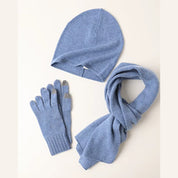 Cashmere Sweater Knit Scarf, Gloves, Hat Set