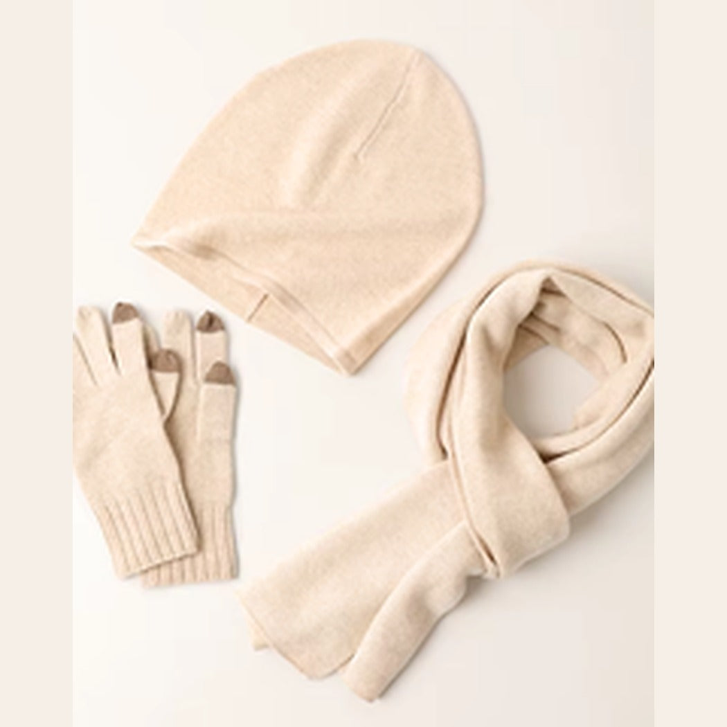 Cashmere Sweater Knit Scarf, Gloves, Hat Set