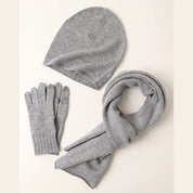 Cashmere Sweater Knit Scarf, Gloves, Hat Set