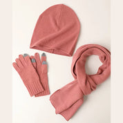 Cashmere Sweater Knit Scarf, Gloves, Hat Set