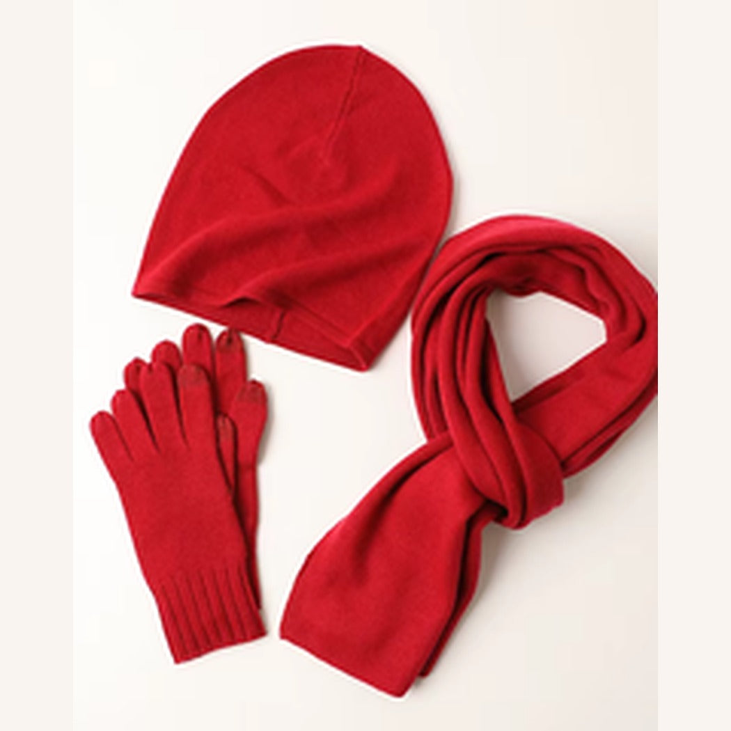 Cashmere Sweater Knit Scarf, Gloves, Hat Set