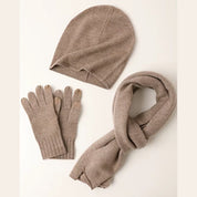 Cashmere Sweater Knit Scarf, Gloves, Hat Set