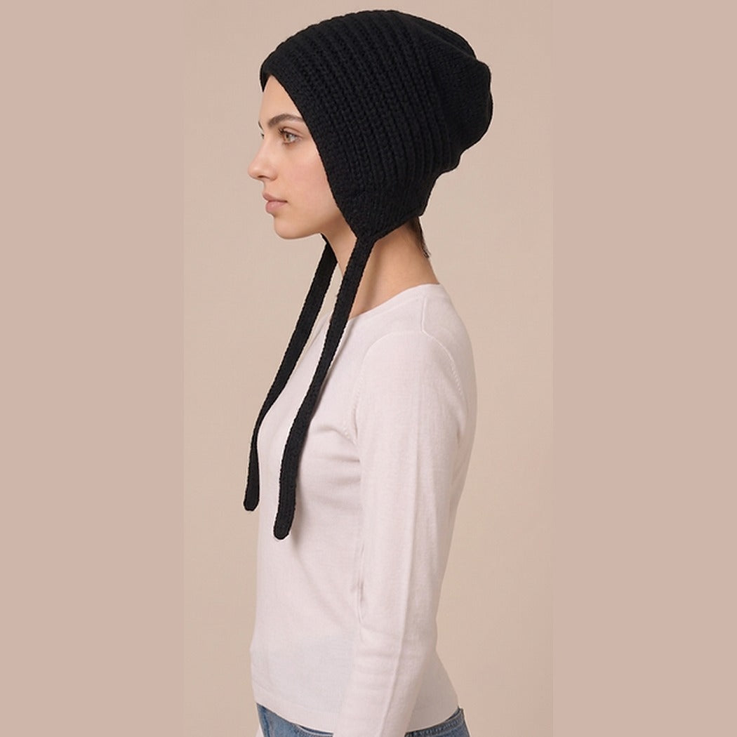 Cashmere Bonnet in Black — 100% Cashmere, Karen Thomas