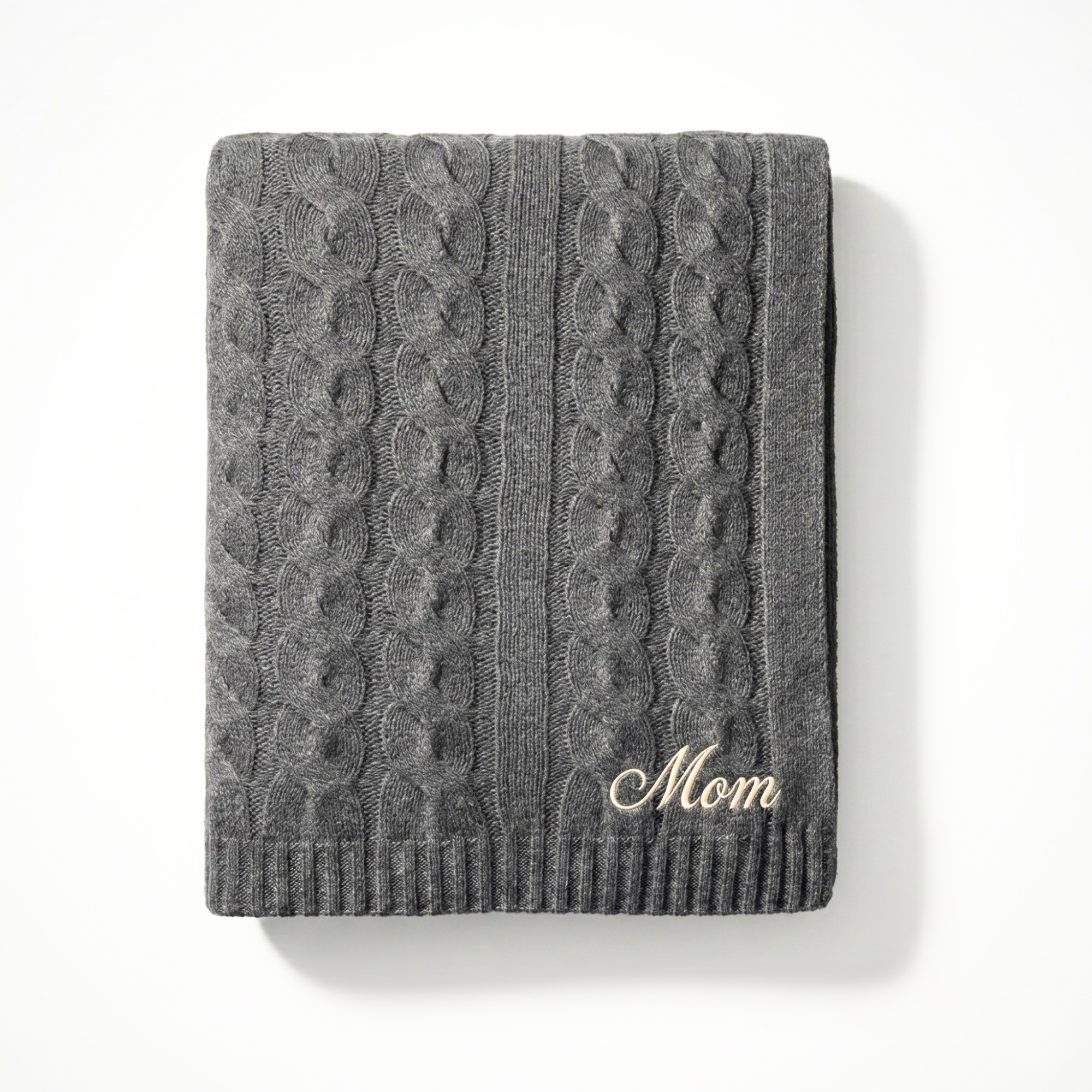 100% Cashmere Cable Knit Throw Blanket