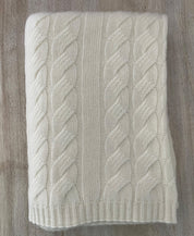 100% Cashmere Cable Knit Throw Blanket