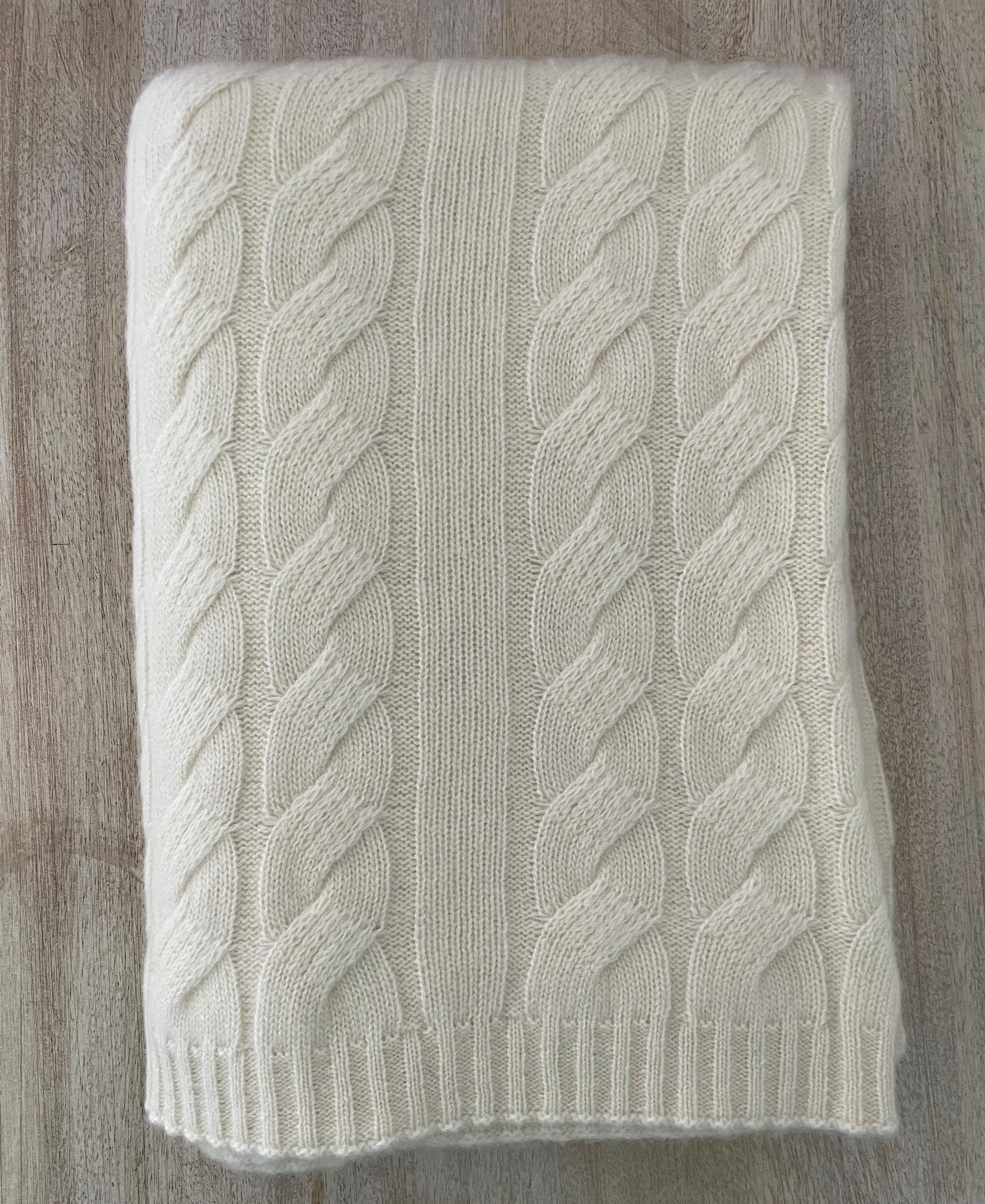 100% Cashmere Cable Knit Throw Blanket