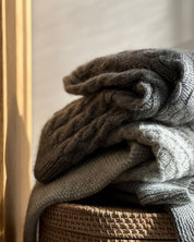 100% Cashmere Cable Knit Throw Blanket