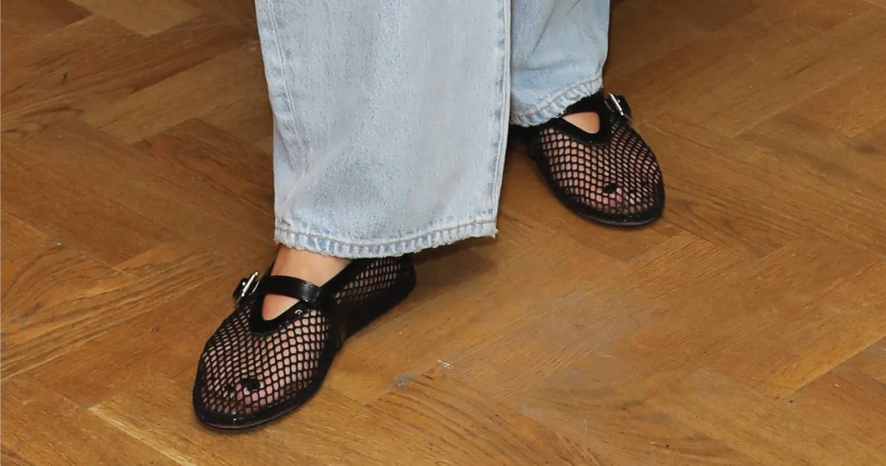 Mesh Ballet Flats with Buckle Strap MaryJane shoe