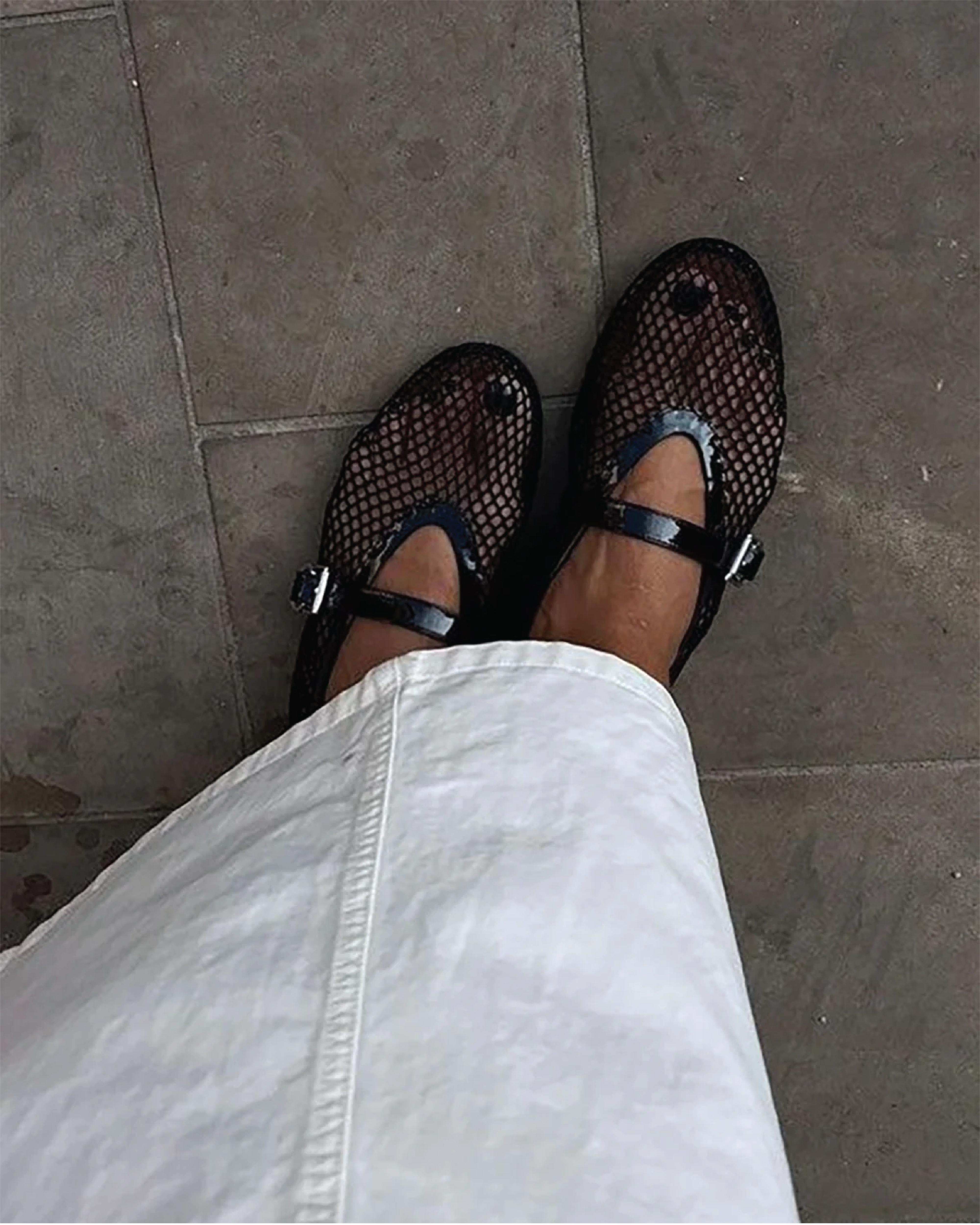 Mesh Ballet Flats with Buckle Strap MaryJane shoe