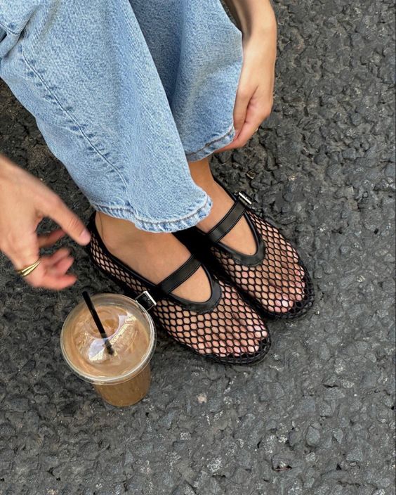 Mesh Ballet Flats with Buckle Strap MaryJane shoe