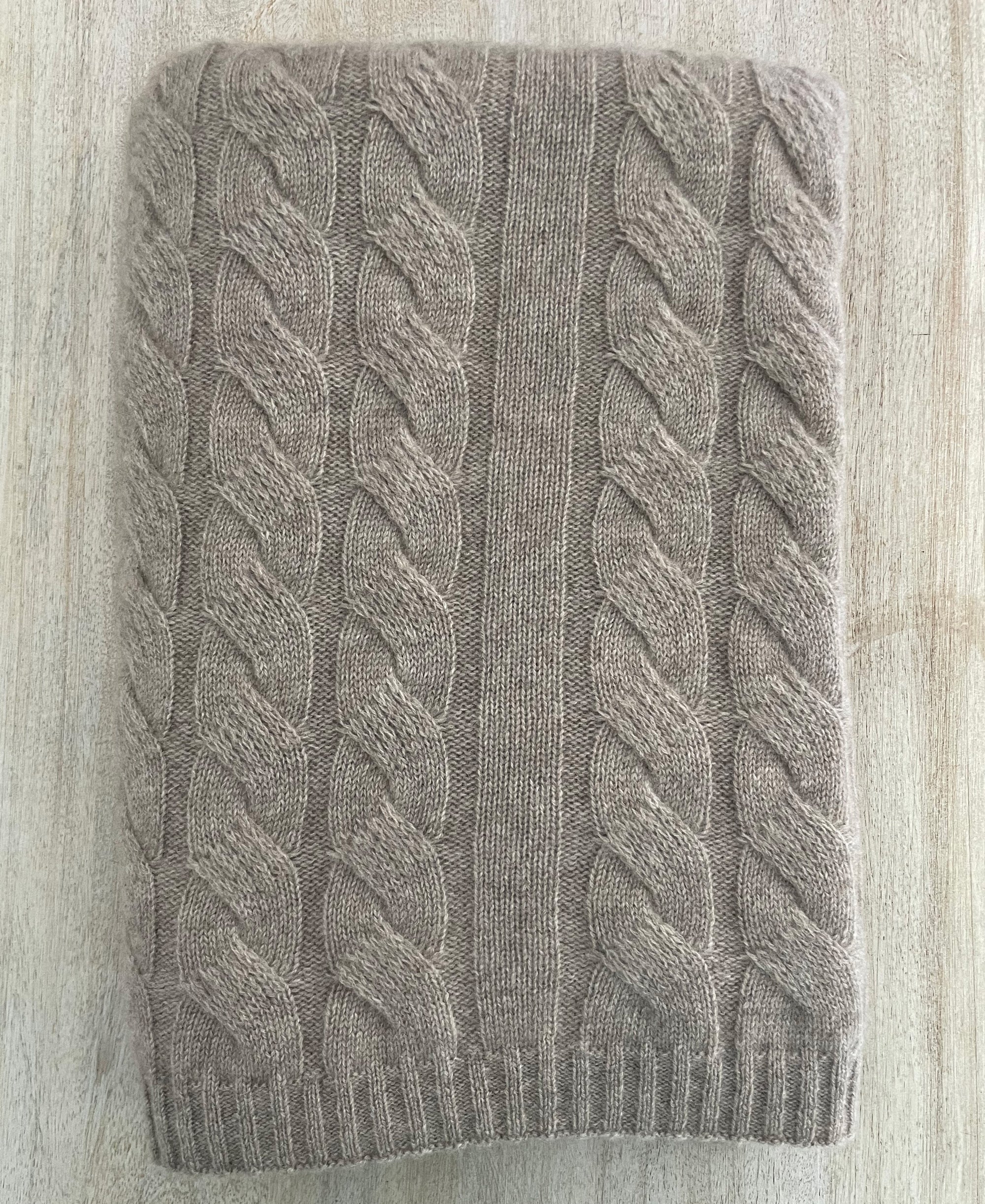 100% Cashmere Cable Knit Throw Blanket