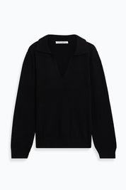 Deep Neck Polo Sweater - Cotton