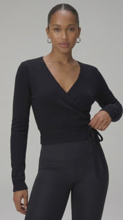 100% Cashmere V Neck Ballet Wrap Sweater