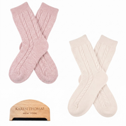 Premium 100% Cashmere Cable Knit Sleep Socks