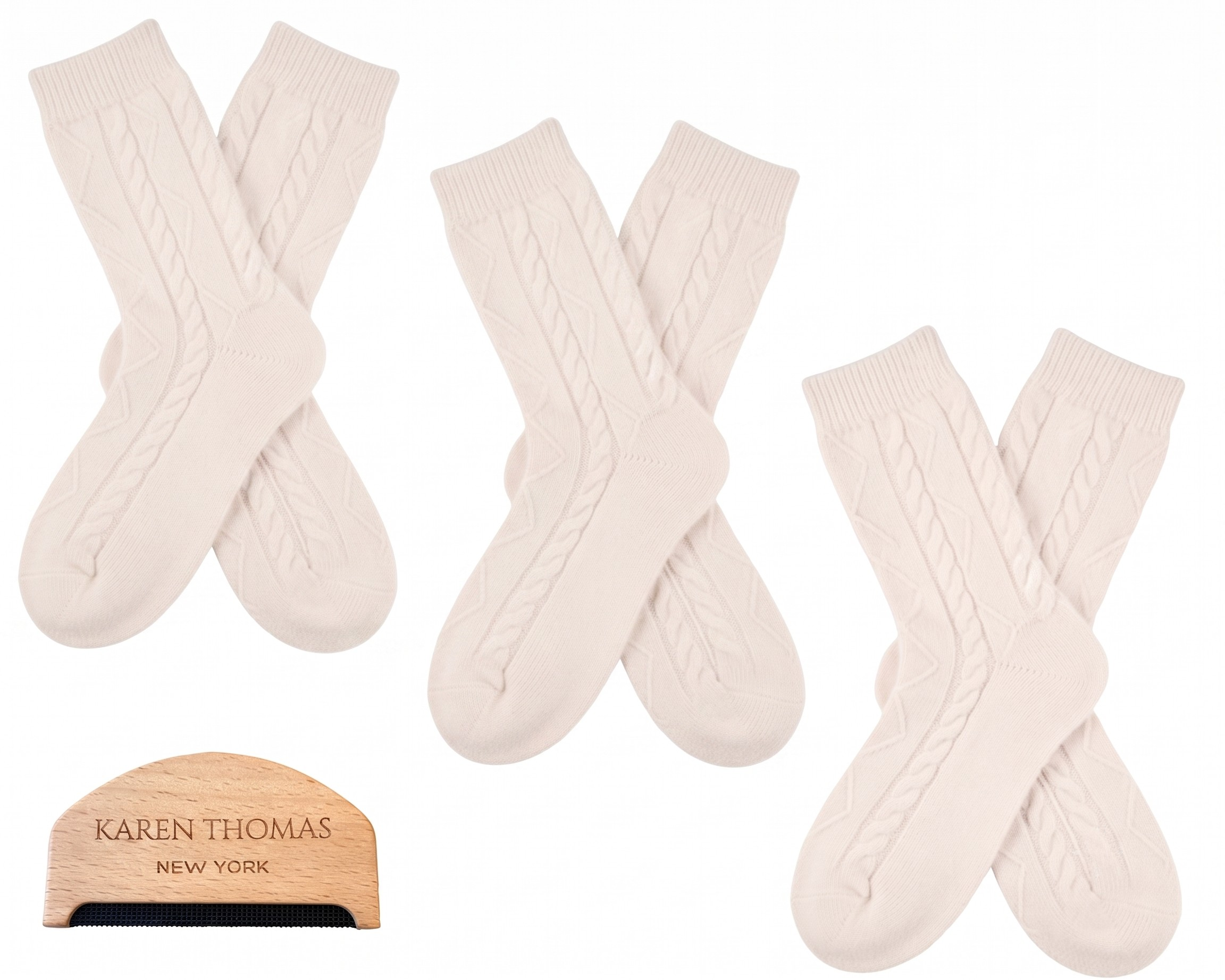 Premium 100% Cashmere Cable Knit Sleep Socks