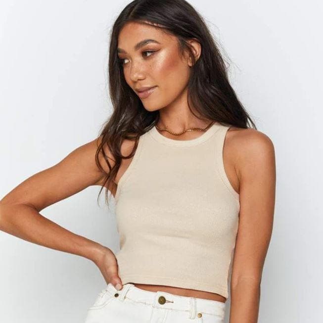 Lewis Bamboo Ribbed Crop Boyfriend Tank